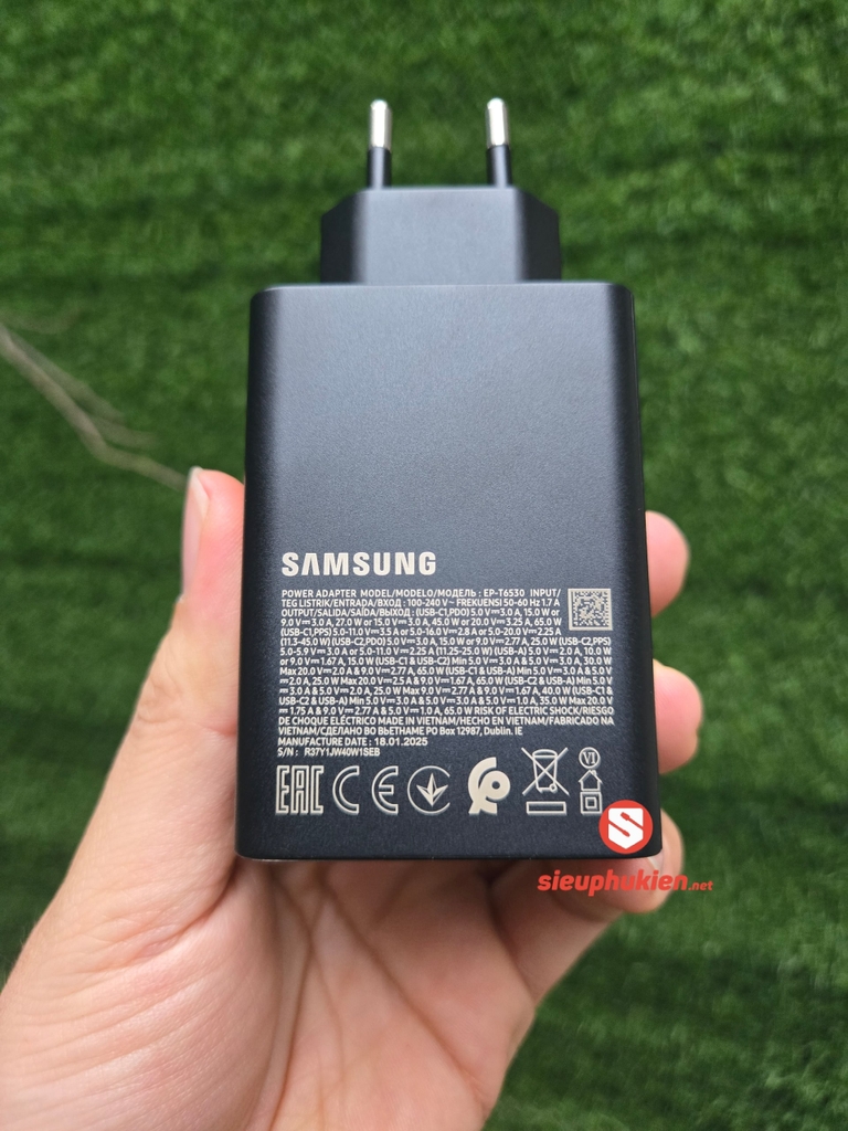Củ sạc nhanh Samsung T6530 65W 3 cổng - Ngoại hình nhỏ gọn, đa năng - Chính Hãng