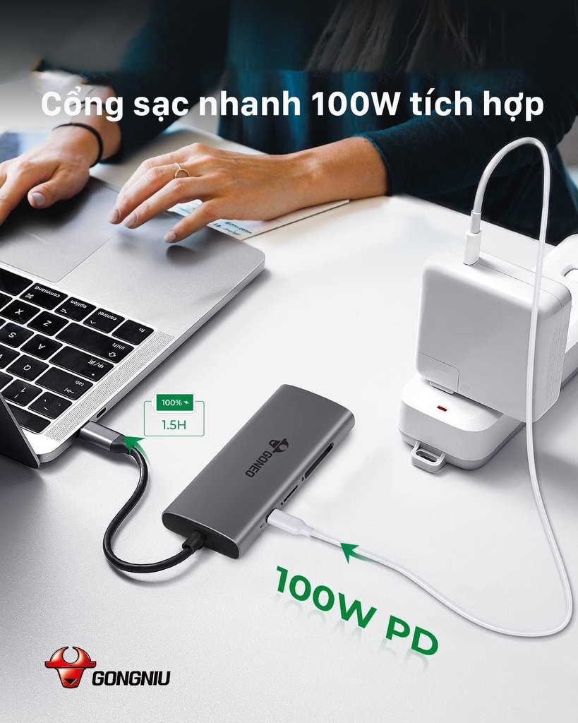 Cáp Chuyển Đổi GONEO USB-C 7 in 1 Hub with 4K HDMI Enternet - Cho Macbook, Surface Pro - Bảo Hành 2 Năm - Chính Hãng