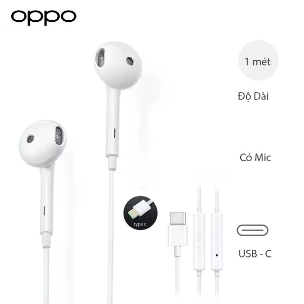 Tai Nghe Oppo A54 - Jack USB-C - Hàng Chính Hãng - Fullbox