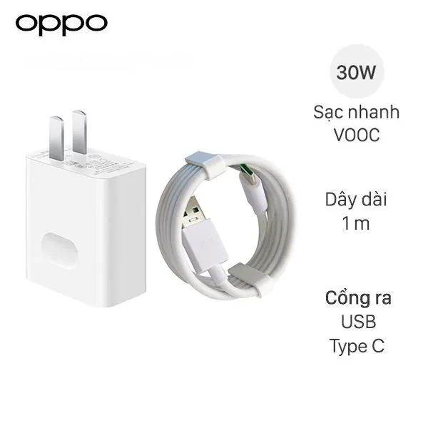 Bộ Sạc Nhanh Oppo Reno7 VOOC 4.0 30W  - Hàng Chính Hãng