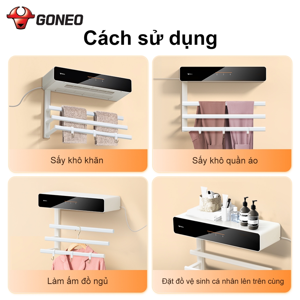 Giá Treo Khăn Điện Thông Minh Gongniu, Sấy Khô Ngăn Ẩm Mốc, Cảm Ứng 1 Chạm, Kiểm Soát Nhiệt Độ