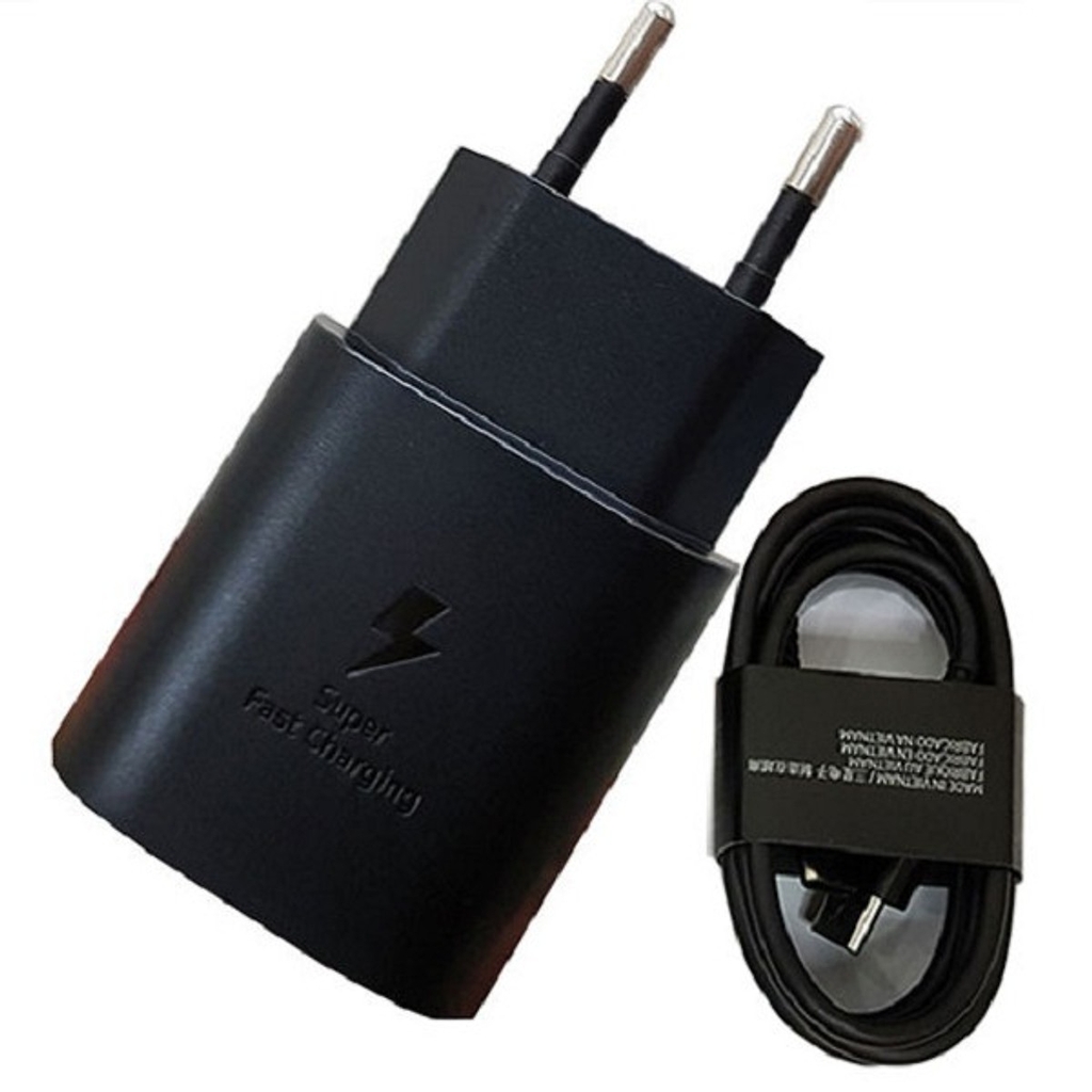 Bộ Sạc Nhanh Samsung 25W Chuẩn PD Cáp C-to-C 1M Bản Cho Galaxy S10 5G Fullbox  - Chính Hãng - Đen