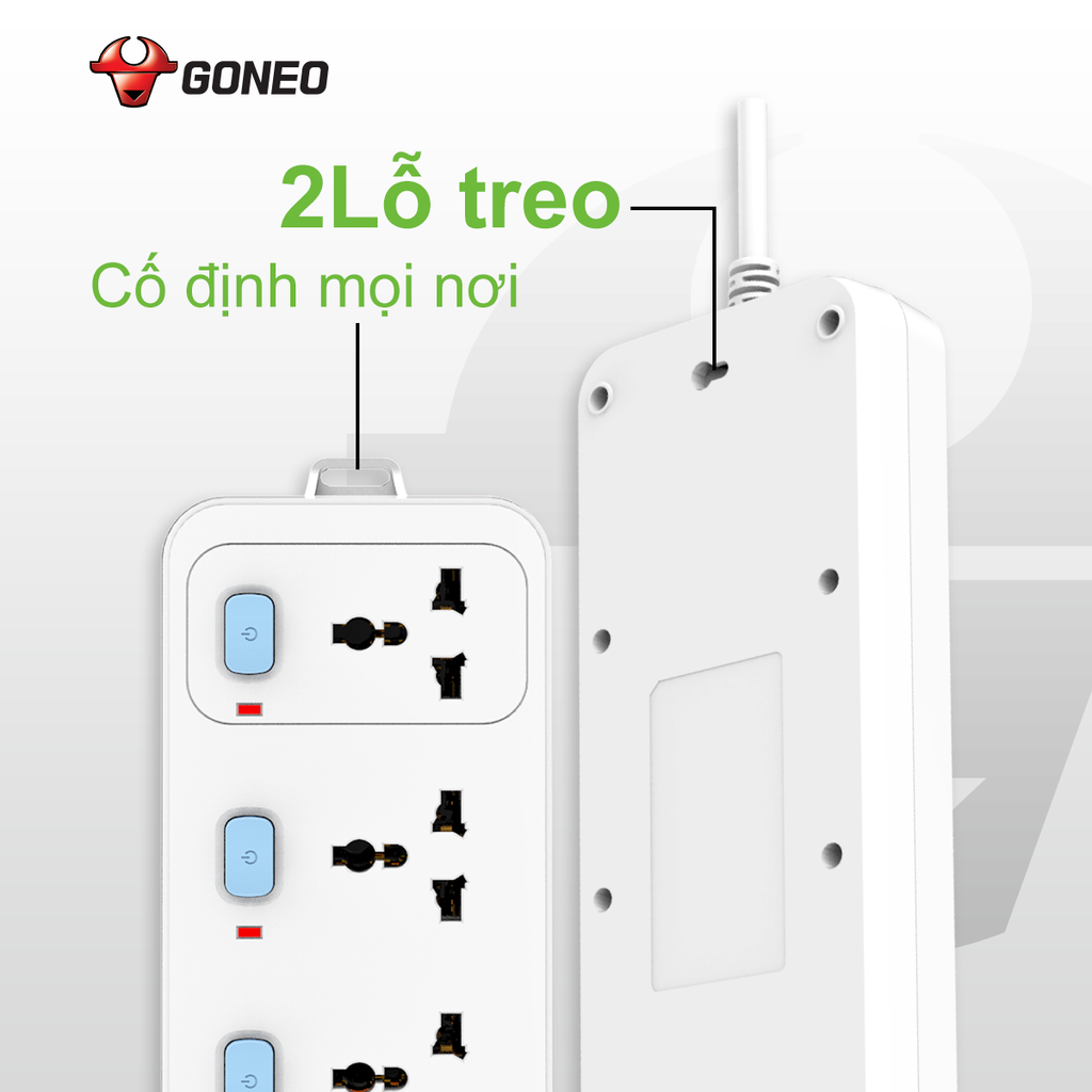 Ổ Cắm Điện Gongniu 4 Ổ Đa Năng 4 Công Tắc – Công Suất 10A/250/2500W – Trắng – Chính Hãng (N3040)