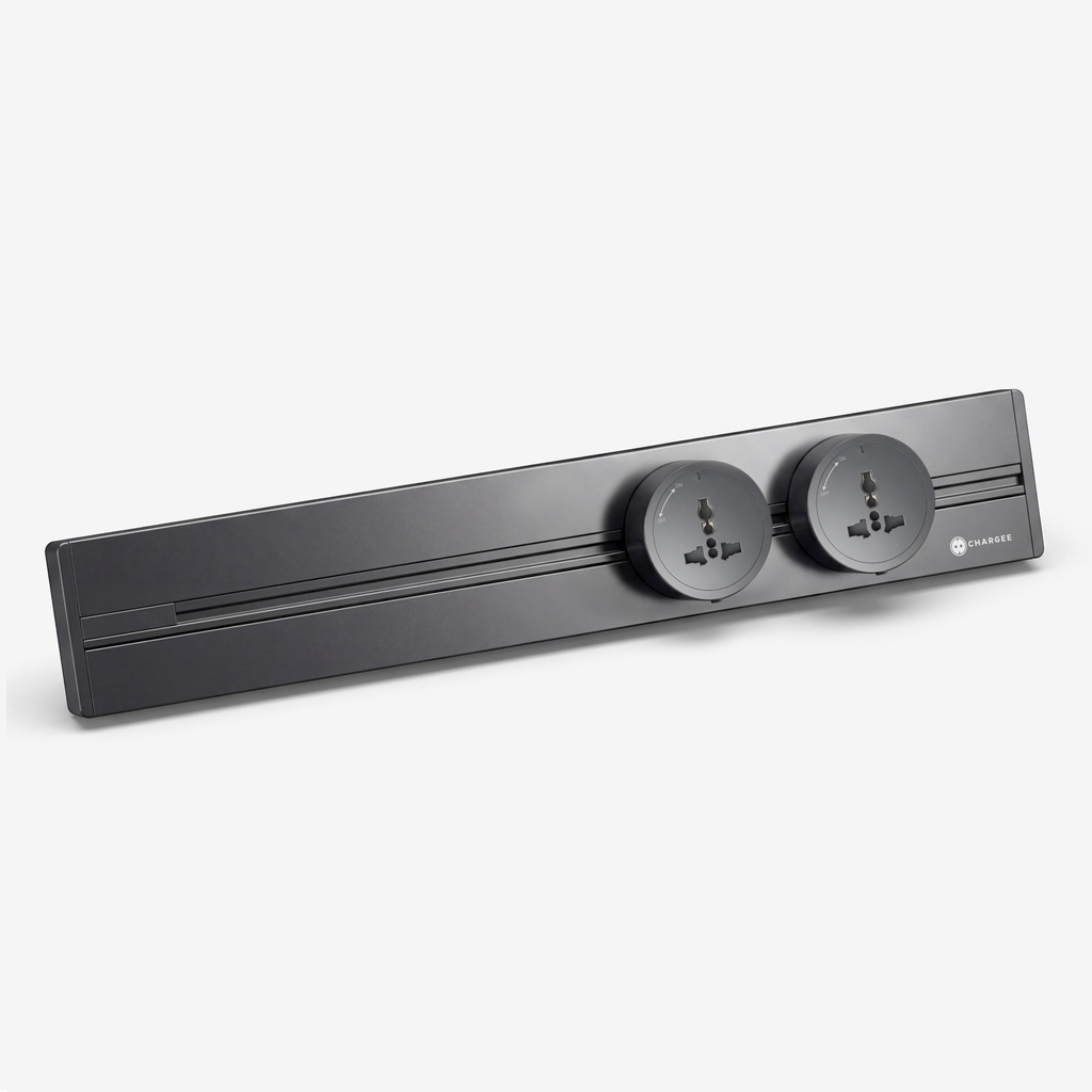 Chargee ELEGANT Combo Thanh ray 50cm + 2 ổ đa năng màu Xám