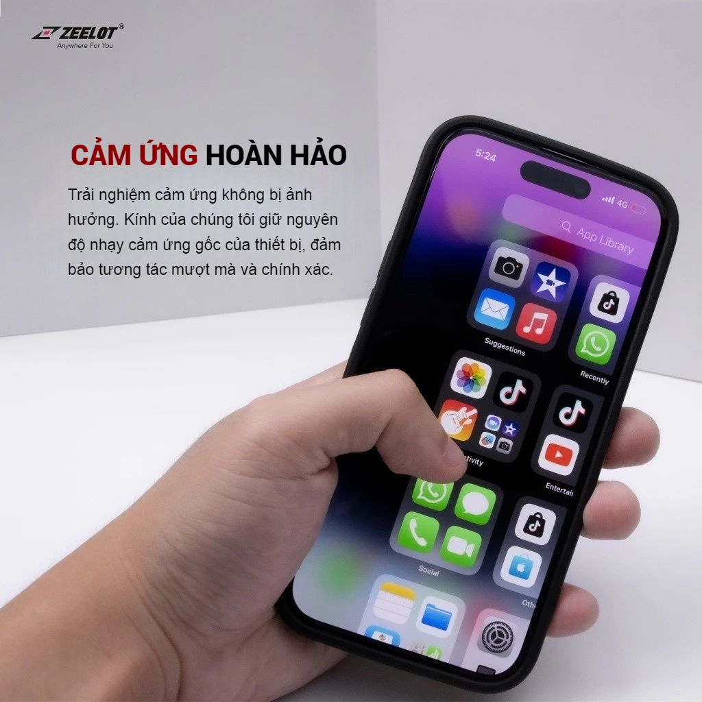 Kính Cường Lực iPhone 15 Series ZEELOT Trong Suốt SOLIDsleek - Retina Clear - Hàng Chính Hãng