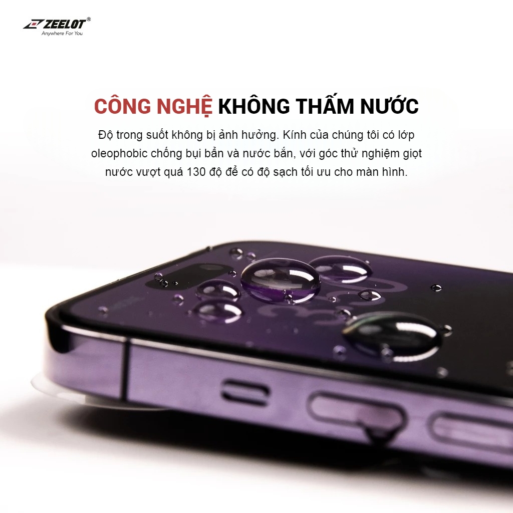 Kính Cường Lực iPhone 15 Series ZEELOT Trong Suốt SOLIDsleek - Retina Clear - Hàng Chính Hãng