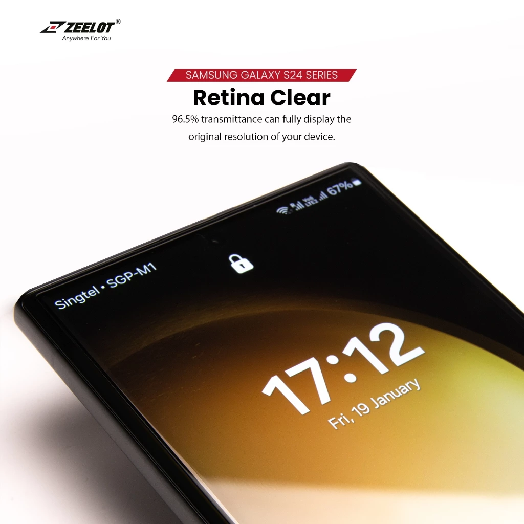 Kính Cường Lực Zeelot Galaxy S24 Ultra Trong Suốt SOLIDsleek 2.5D - Chính Hãng