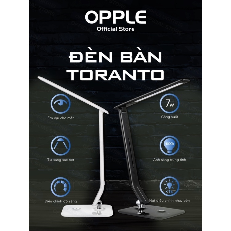 Đèn Học Chống Cận OPPLE Toranto Điều Chỉnh Độ Sáng 4000K 7W - Đen - Chính Hãng