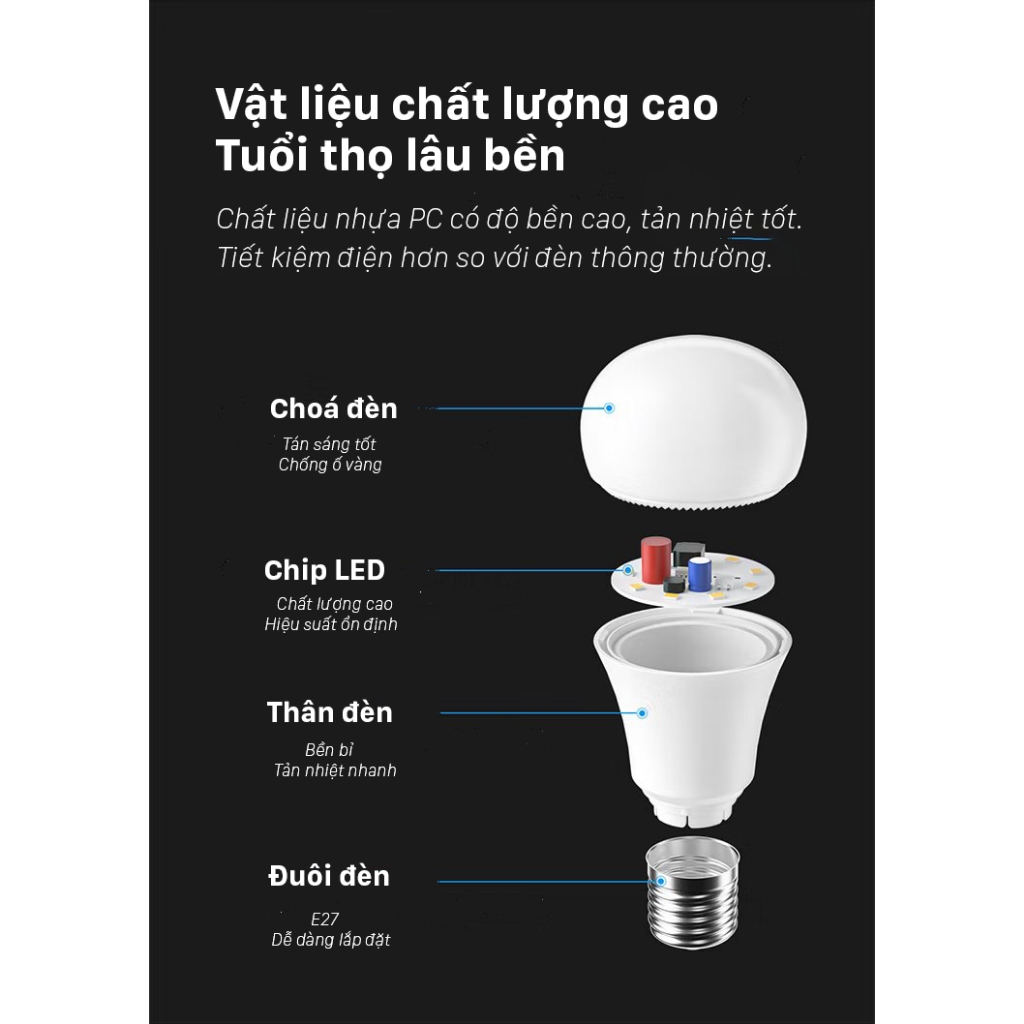 Đèn LED OPPLE EcoMax 1 Bulb A605-E27-9W-V7 - Tiết Kiệm Năng Lượng - Hiệu Suất Chiếu Sáng Cao