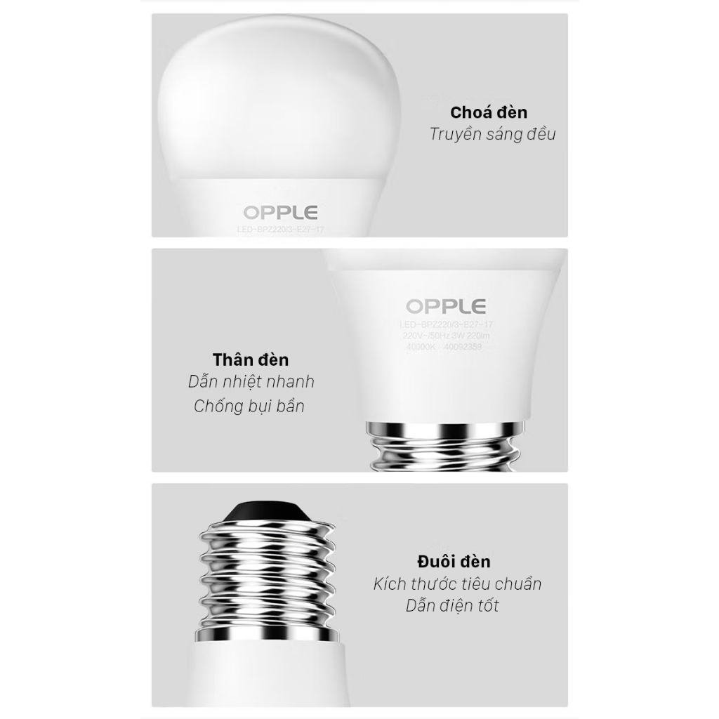 Đèn LED OPPLE EcoMax 1 Bulb A605-E27-9W-V7 - Tiết Kiệm Năng Lượng - Hiệu Suất Chiếu Sáng Cao