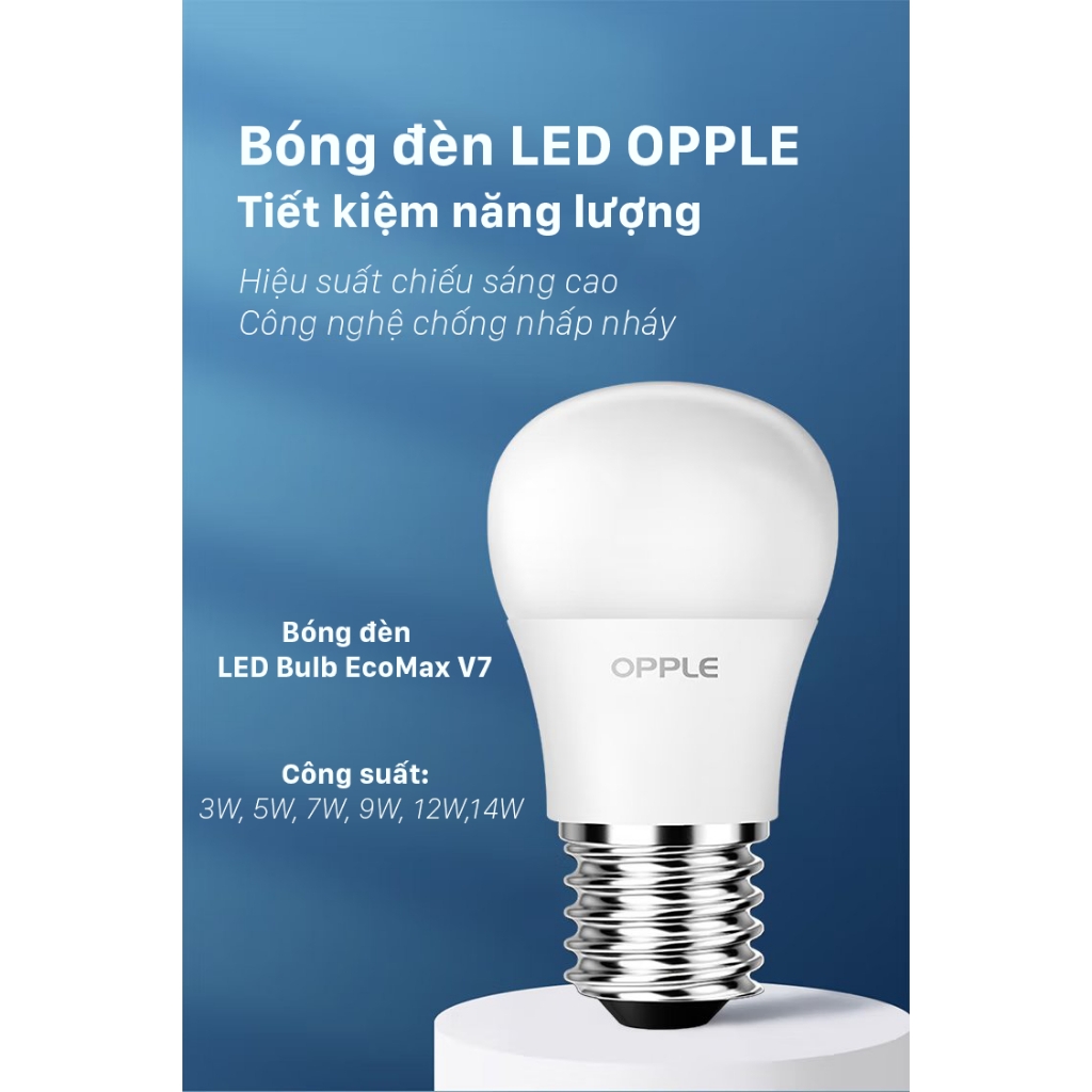 Đèn LED OPPLE EcoMax 1 Bulb A605-E27-9W-V7 - Tiết Kiệm Năng Lượng - Hiệu Suất Chiếu Sáng Cao