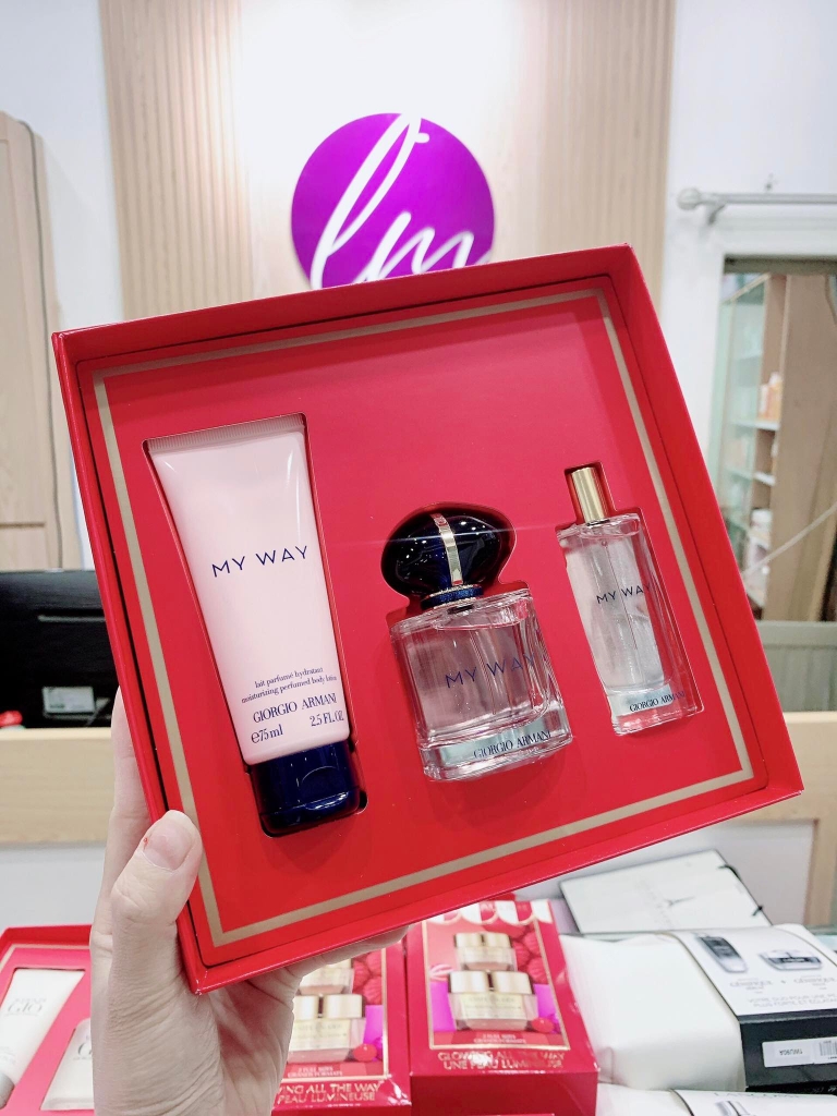 Set nước hoa Giorgio Armani My Way EDP 50ml + mini 15ml + Body lotion 75ml  - Mỹ Phẩm Hàng Hiệu Pháp - 