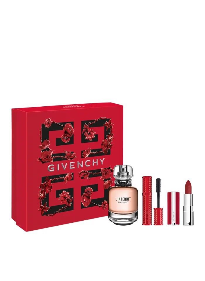 Set nước hoa GIVENCHY L'Interdit EDP 50 + Son mini Le Rouge  g + mini  Mascara 4 g - Mỹ Phẩm Hàng Hiệu Pháp - 