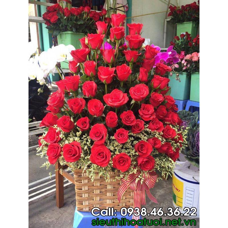 Giỏ hoa hồng lãng mạn HG-LM01