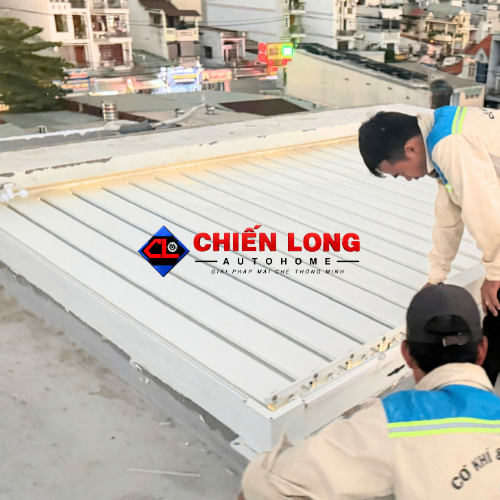 Mái Nhôm Xếp Lật Che Giếng Trời Sảnh 3m x 5m