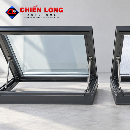 Giếng Trời Lật Tự Động Tự Đóng Khi Mưa – Khung Nhôm Kín Nước
