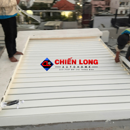 Mái Nhôm Xếp Lật Che Giếng Trời Sảnh 3m x 5m