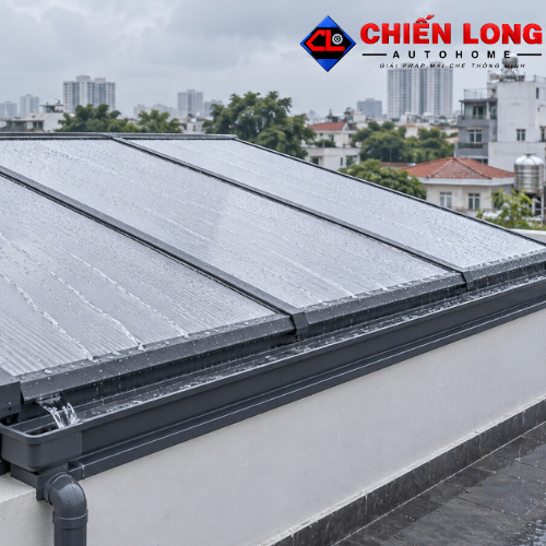 Mái Che Giếng Trời Polycarbonate Tự Động – Khung Nhôm Chống Dột