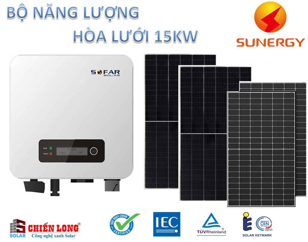 Báo giá điện năng lượng mặt trời 15.3KW hòa lưới
