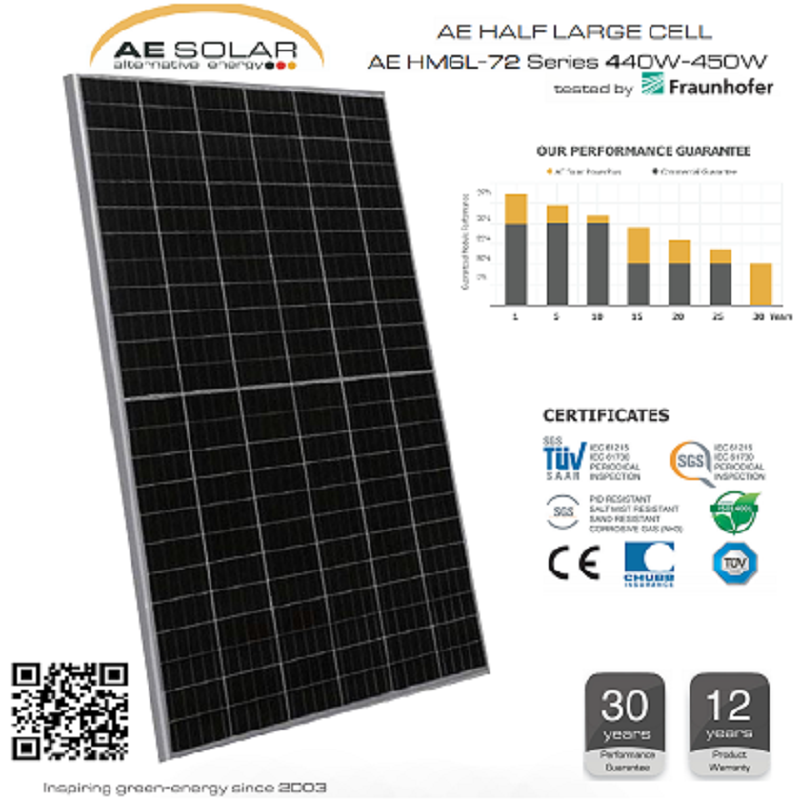 Tấm pin AE Solar 445w | AE445HM6L-72 Mono Half Cell