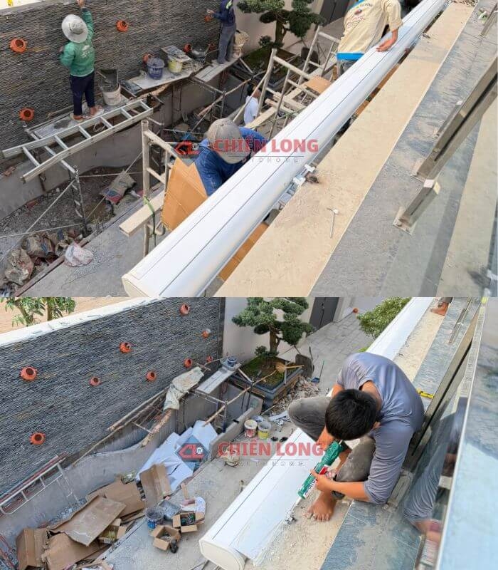 Mái Hiên Tự Động Thông Minh 5.5m x 3m Cao Cấp Nhập Khẩu Hiện Đại