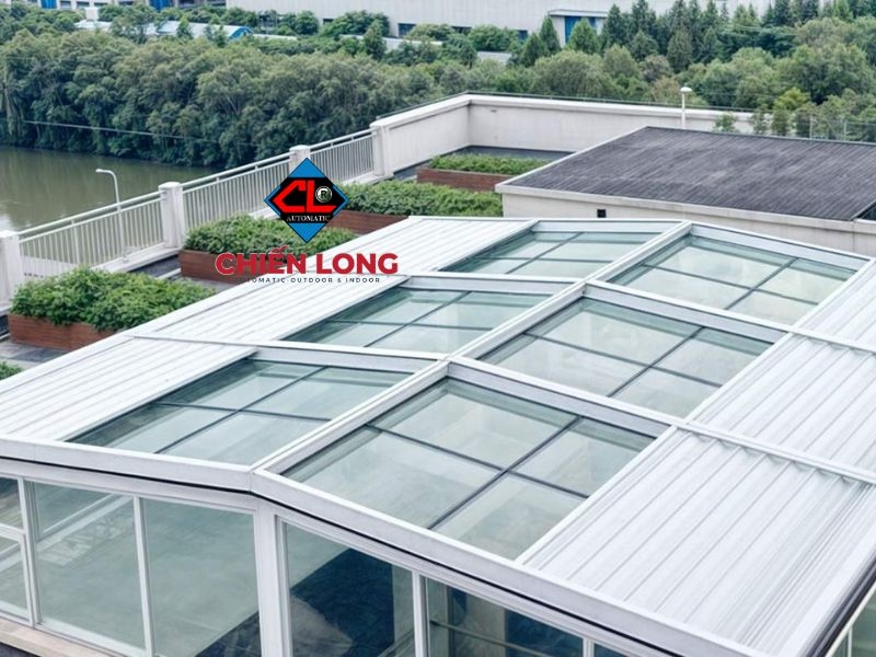 Mái nhôm xếp trượt Ziczac tự động CSFB - 03 - sản phẩm chất lượng Châu Âu nhập khẩu 100%