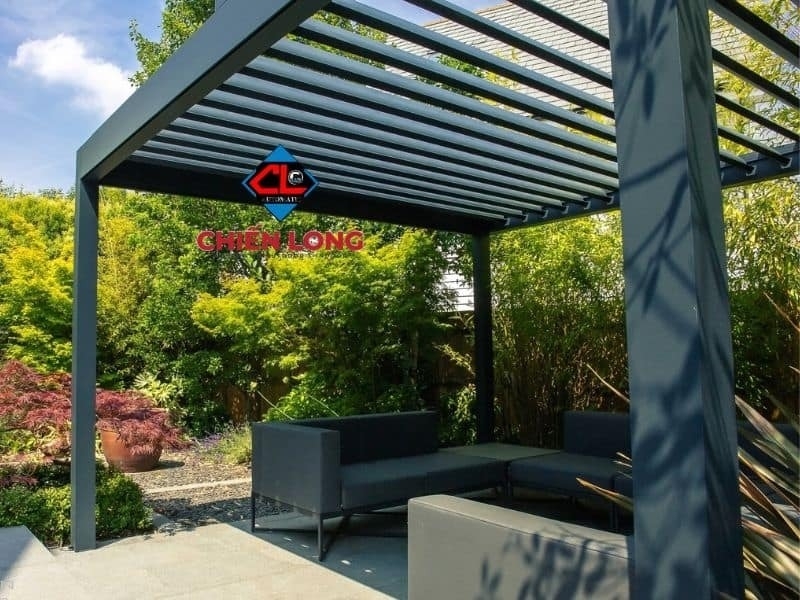 Mái xếp hộp kim nhôm Pergola Aluminum tự động