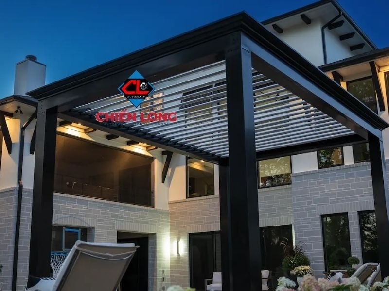 Mái xếp hộp kim nhôm Pergola Aluminum tự động