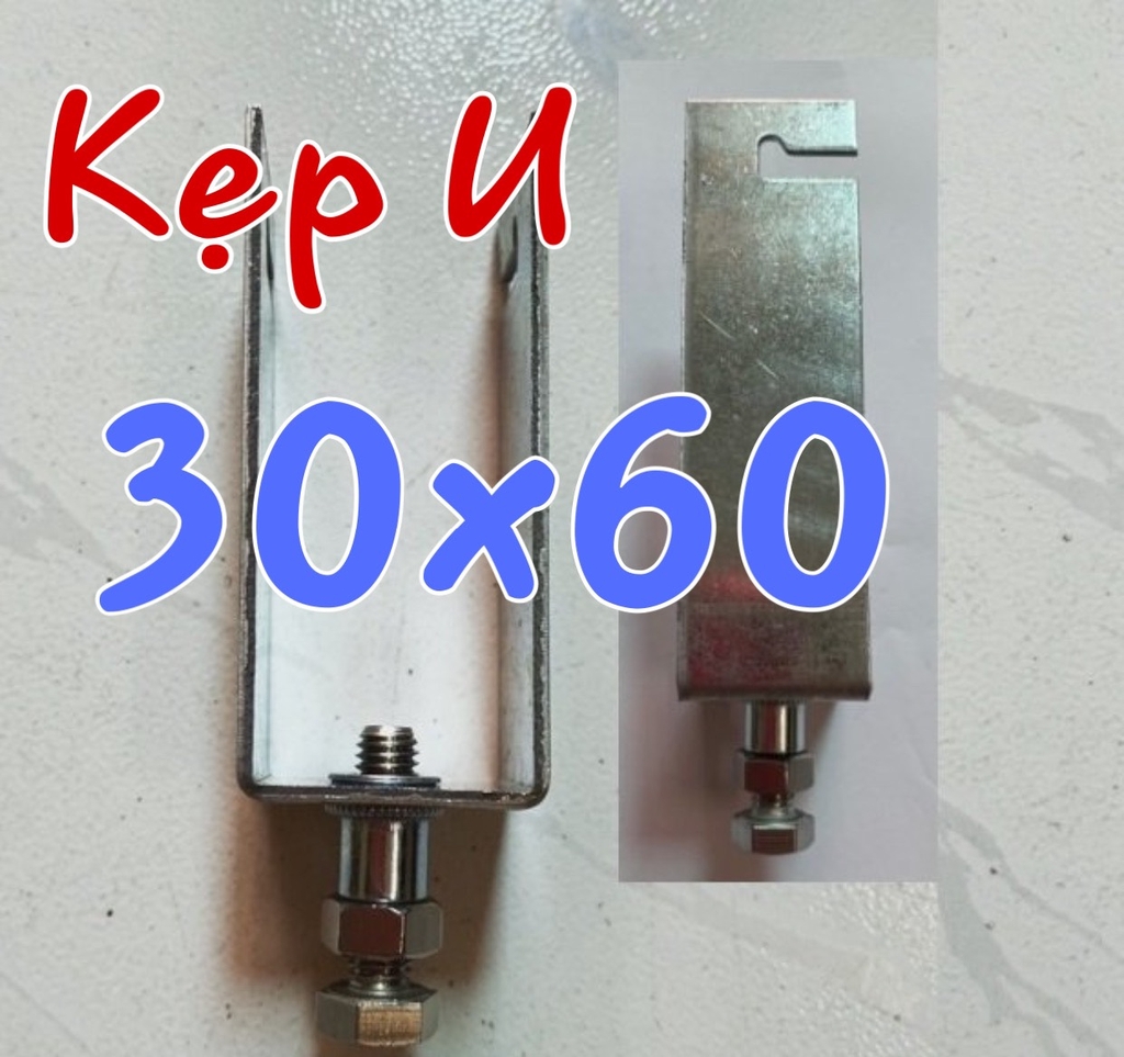 Pát chữ U 30x60 kẹp dưới pin mặt trời Bulong+ tán Innox 305 | Giá Sỉ Rẻ Nhất