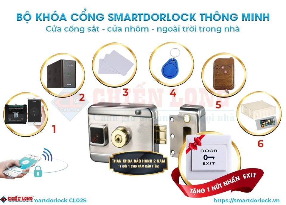 Bộ Khóa Cổng Điện Tử Thông Minh Smartdorlock CL02S