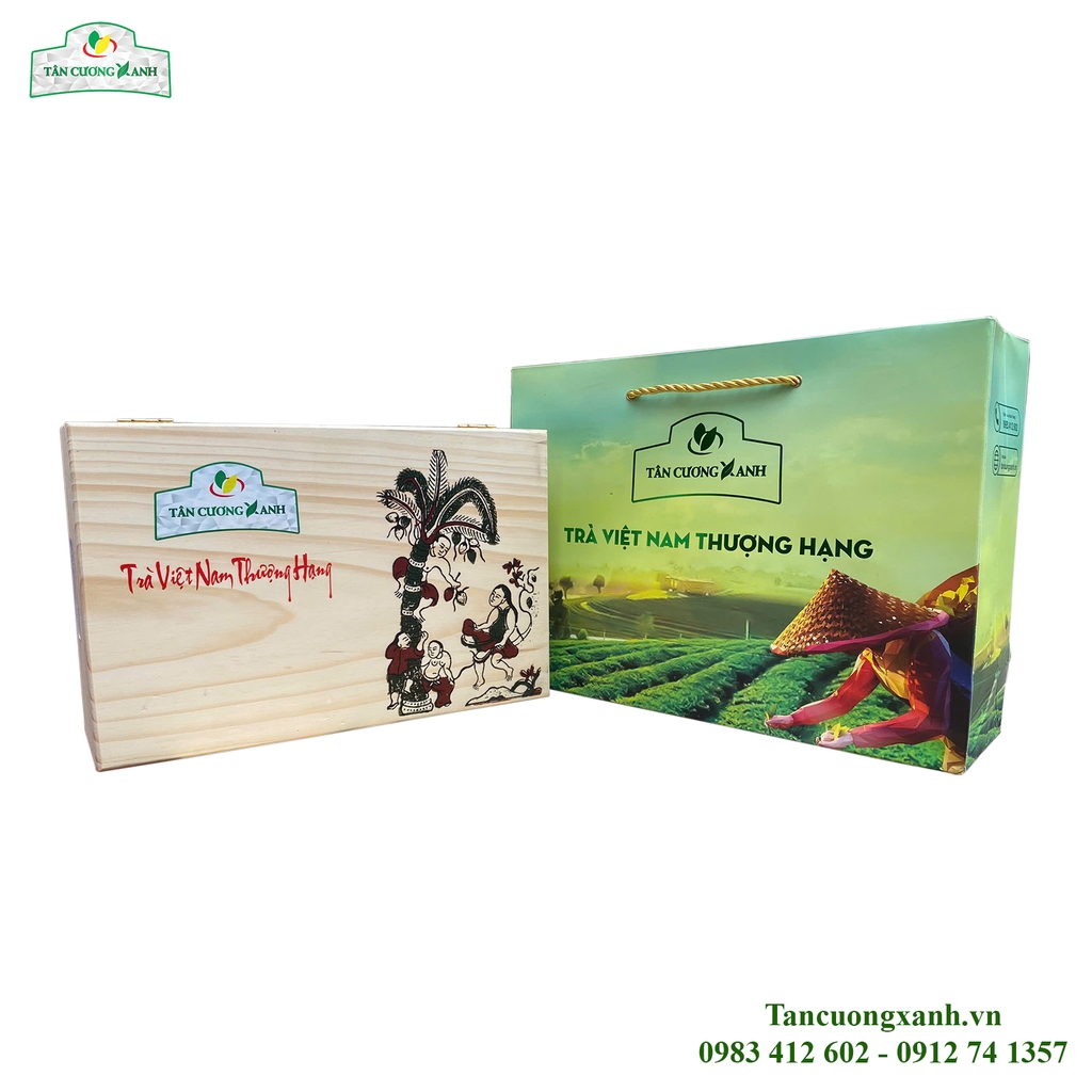 Trà Đinh Ướp Hoa Nhài 300gram - Bộ Hộp Gỗ Thông TCX3