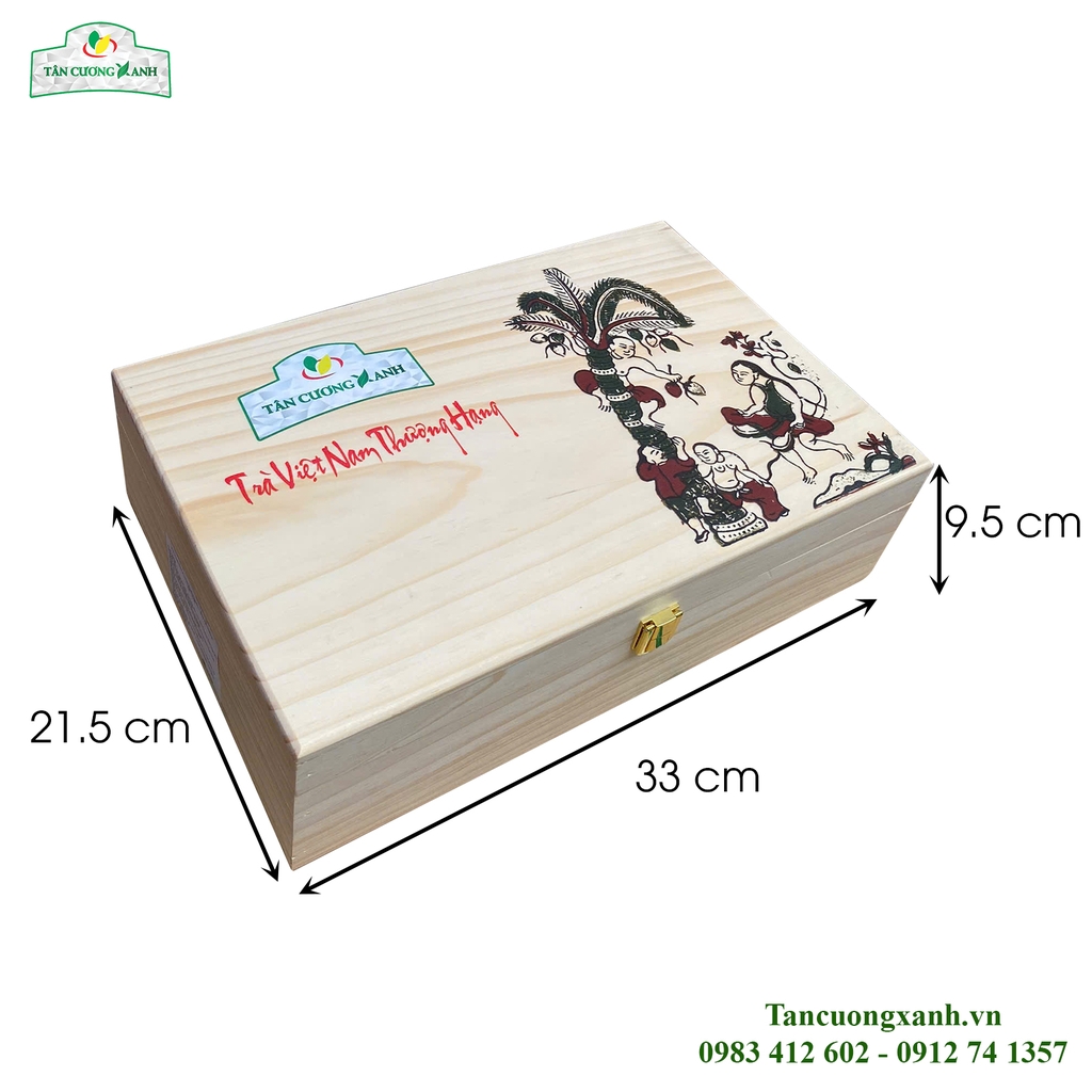 Trà Đinh Ướp Hoa Nhài 300gram - Bộ Hộp Gỗ Thông TCX3
