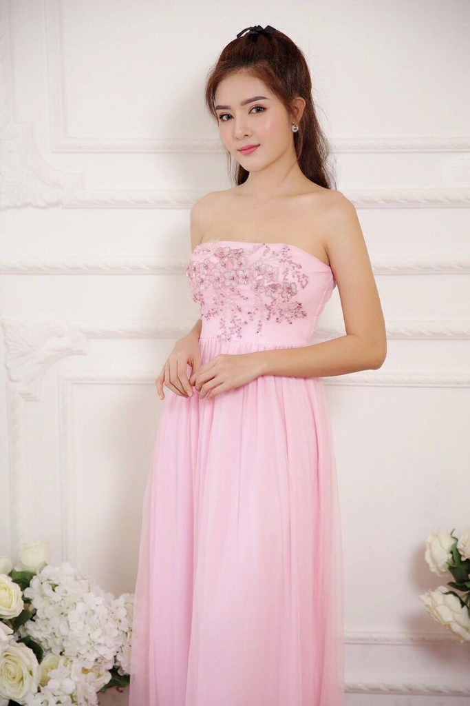Váy dạ hội sang trọng màu hồng pastel - BiAn