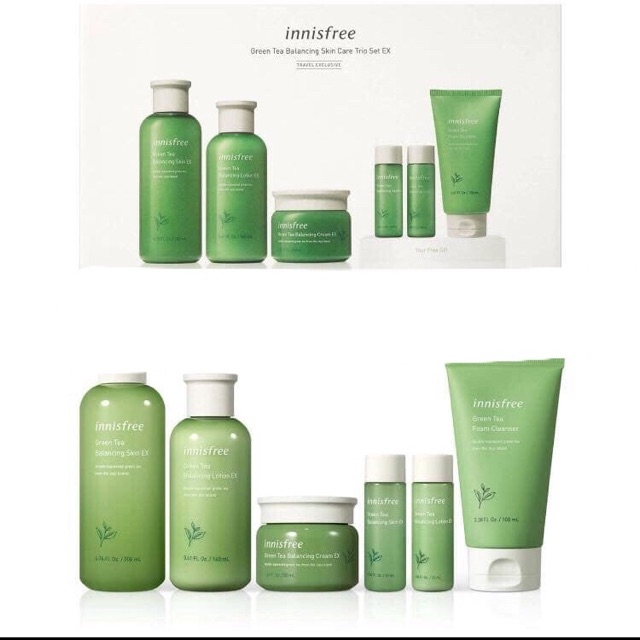 Set Dưỡng Tra Xanh Innisfree Green Tea Balancing Skin Care Trio Set Ex 6 In 1