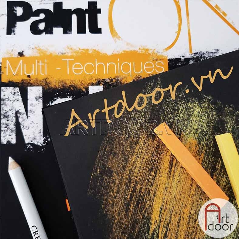 Sổ vẽ màu CLAIREFONTAINE Paint On Pad Đen/ Xám/ Kem dạng sổ xé dày 250gsm (vân mịn)