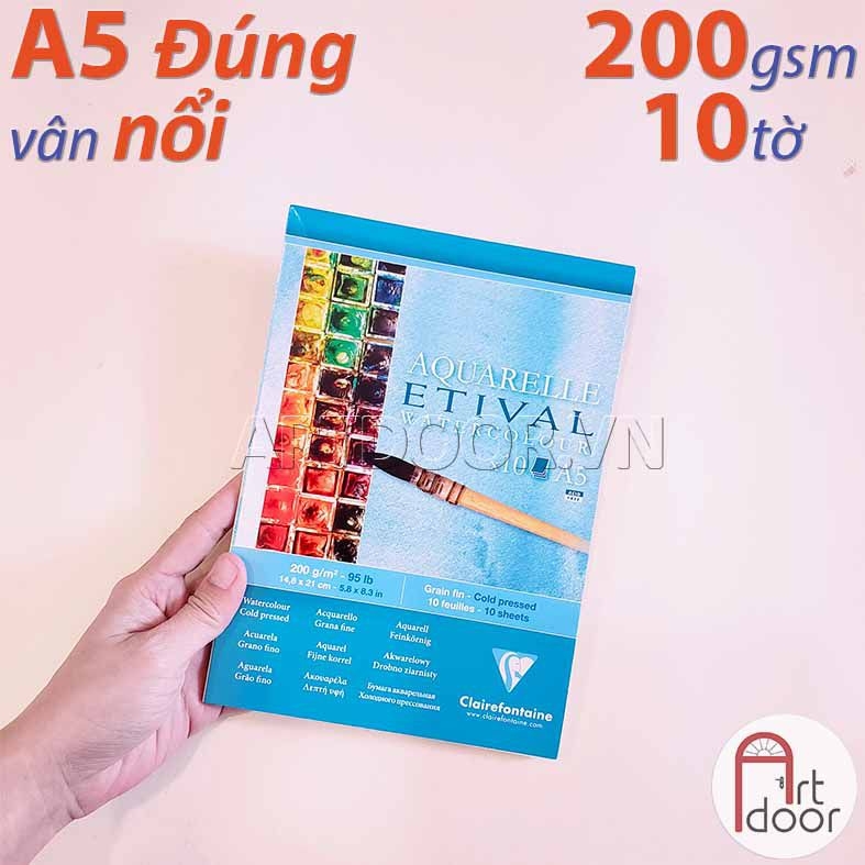 Sổ vẽ màu nước CLAIREFONTAINE Etival dày 200~300gsm (vân nổi Cold)