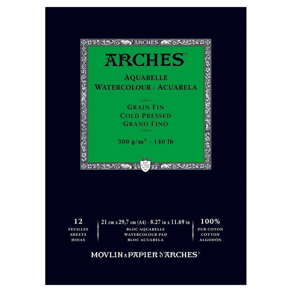 Giấy vẽ màu nước ARCHES Artist dày 300gsm dòng hoạ sĩ khổ Đúng (vân mịn/ nổi)