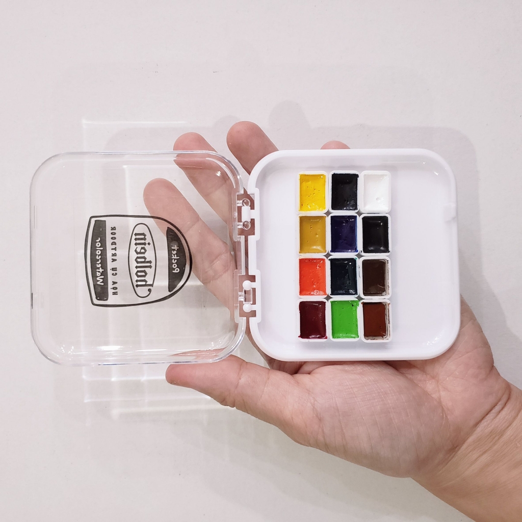 Pocket màu Nước HOLBEIN Artist 12/ 24 màu dạng pan chiết 0.5~1ml (hộp nhựa)