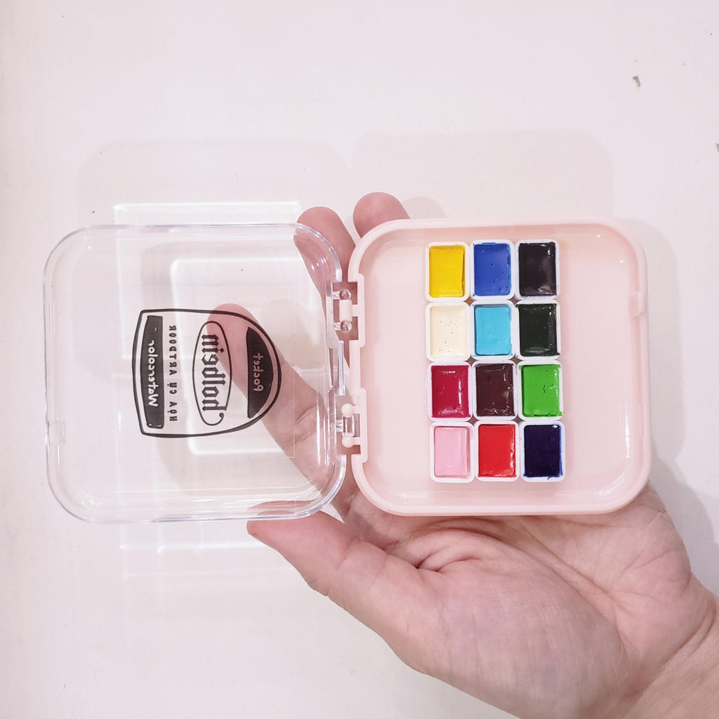 Pocket màu Nước HOLBEIN Artist 12/ 24 màu dạng pan chiết 0.5~1ml (hộp nhựa)