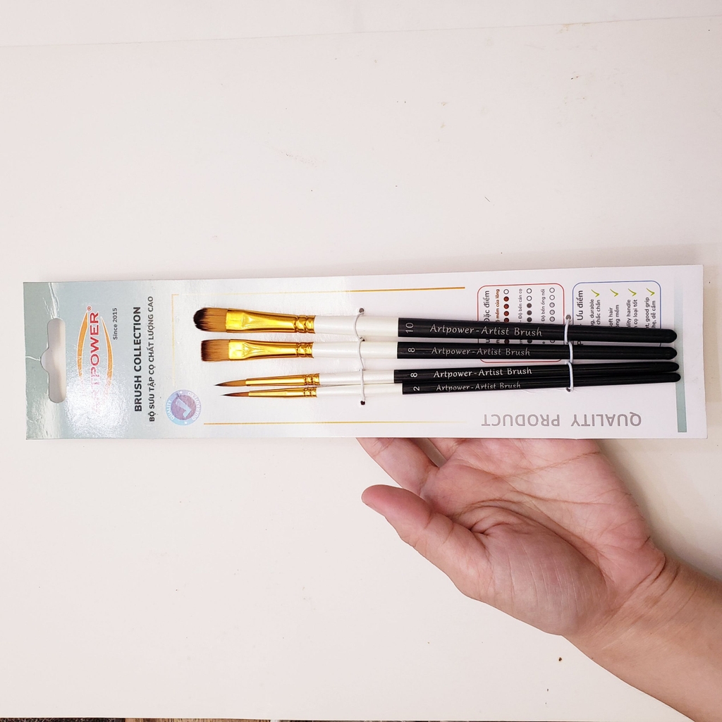 Bộ cọ ARTPOWER (đủ dáng) tập vẽ màu Nước, Acrylic, Gouache tô tượng, đất sét, số hóa