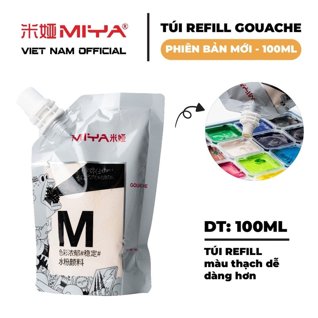 Màu vẽ Gouache HIMI Túi (100ml) học vẽ trang trí màu, pha cùng pentel poster
