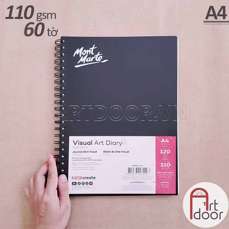 Sổ vẽ chì MONT MARTE Visual Art mỏng 110gsm (vân mịn) - [xả kho]