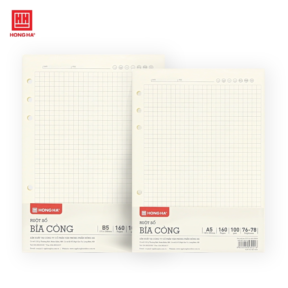 Sổ Caro luyện viết chữ HỒNG HÀ Subject dạng bìa Còng mỏng 100gsm