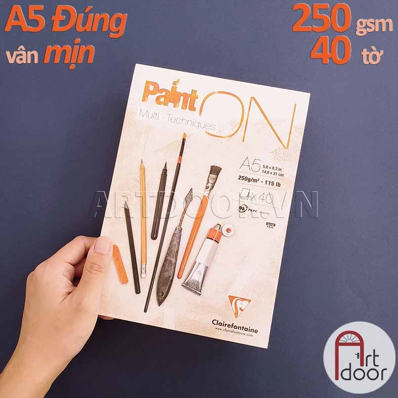 Sổ vẽ màu nước CLAIREFONTAINE Paint On Pad dạng sổ xé dày 250gsm (vân mịn/ nổi)