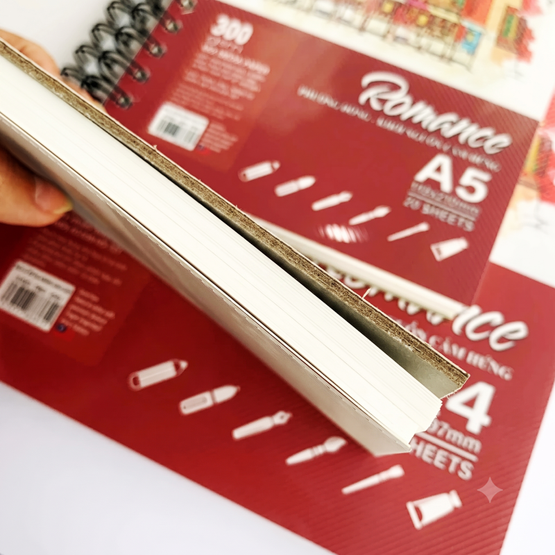 Sổ vẽ màu TAKEYO Romance dạng lò xo dày 300gsm (vân mịn)