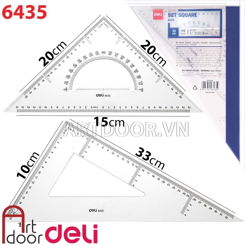 Thước vẽ kỹ thuật DELI Eke lớn (bộ 2 chiếc)
