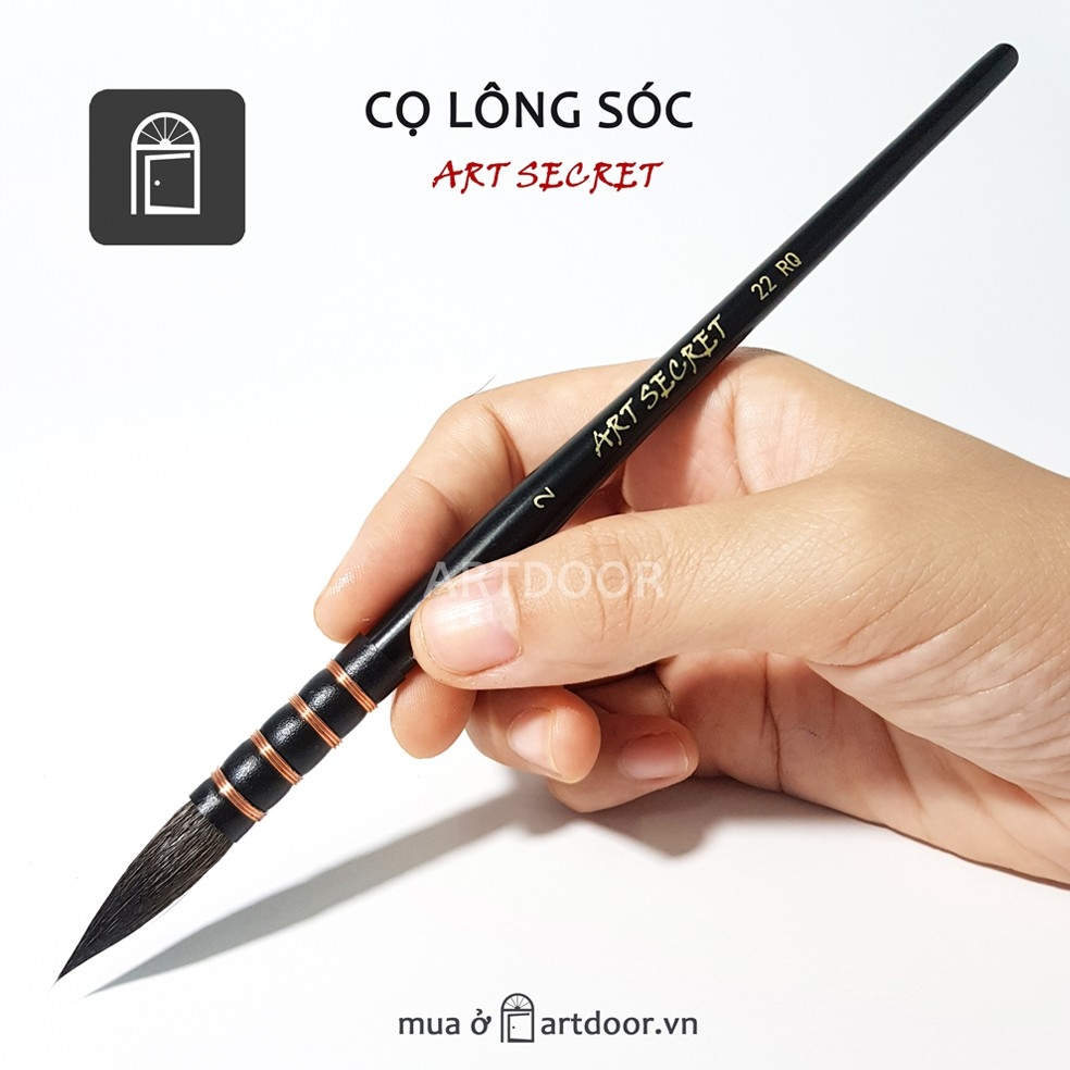 Cọ vẽ đầu Mop màu nước ART SECRET lông Sóc cán Đen (22RQ)