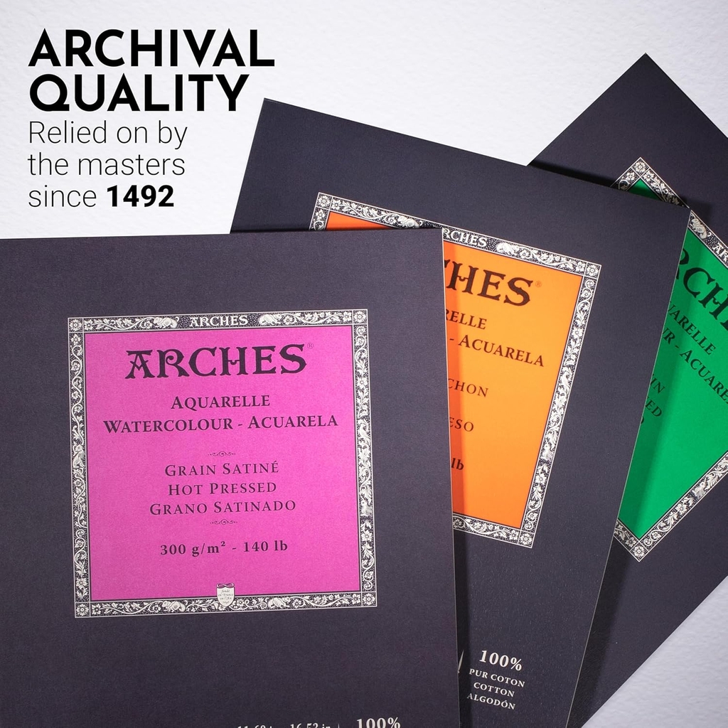 Giấy vẽ màu nước ARCHES Artist dày 300gsm dòng hoạ sĩ khổ Đúng (vân mịn/ nổi)