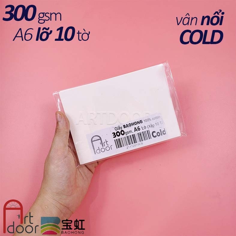 Giấy vẽ màu nước BAOHONG 100% Cotton dày 200~300gsm (vân nổi Cold)