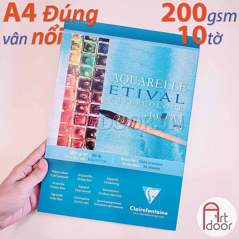 Sổ vẽ màu nước CLAIREFONTAINE Etival dày 200~300gsm (vân nổi Cold)